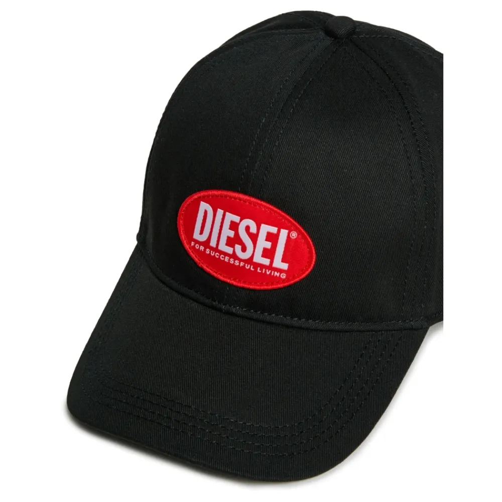Huer & Kasketter<Diesel Baseballkasket i gabardine med kontrasterende label Sort