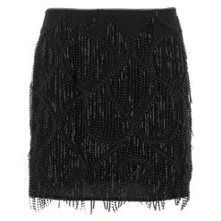 Nederdele<ROTATE Birger Christensen Beaded Fringed Skirt Sort