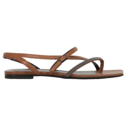 Sandaler<Fabiana Filippi Beaded Leather Sandals Brun