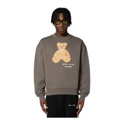 Trøjer|Sweatshirts^Palm Angels Bear in Mind Sweatshirt med Bamse Motiv Grå