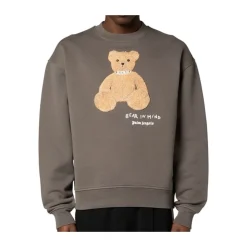 Trøjer|Sweatshirts^Palm Angels Bear in Mind Sweatshirt med Bamse Motiv Grå