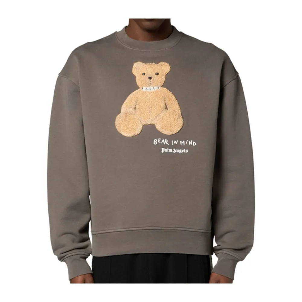 Trøjer|Sweatshirts^Palm Angels Bear in Mind Sweatshirt med Bamse Motiv Grå