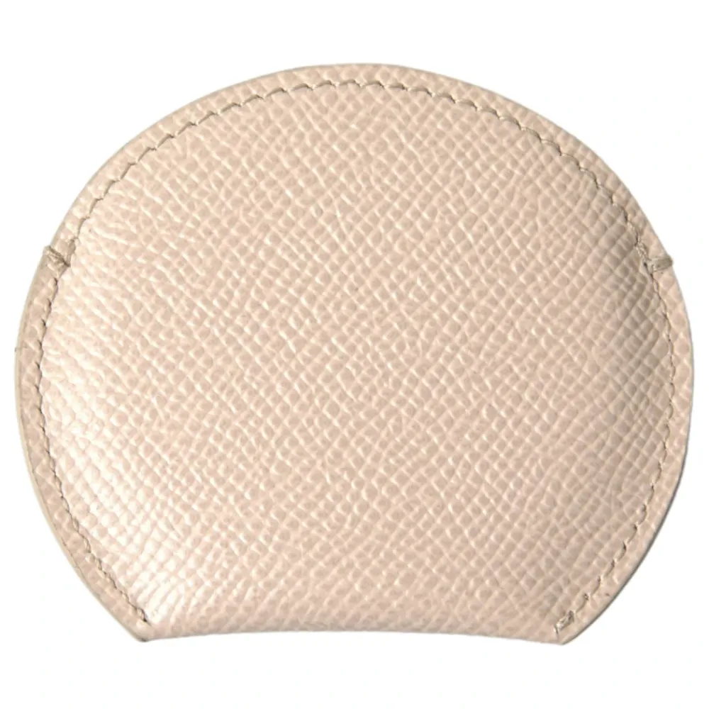Toilettasker^Dolce & Gabbana Læder Rundt Logo Håndspejlsholder Beige