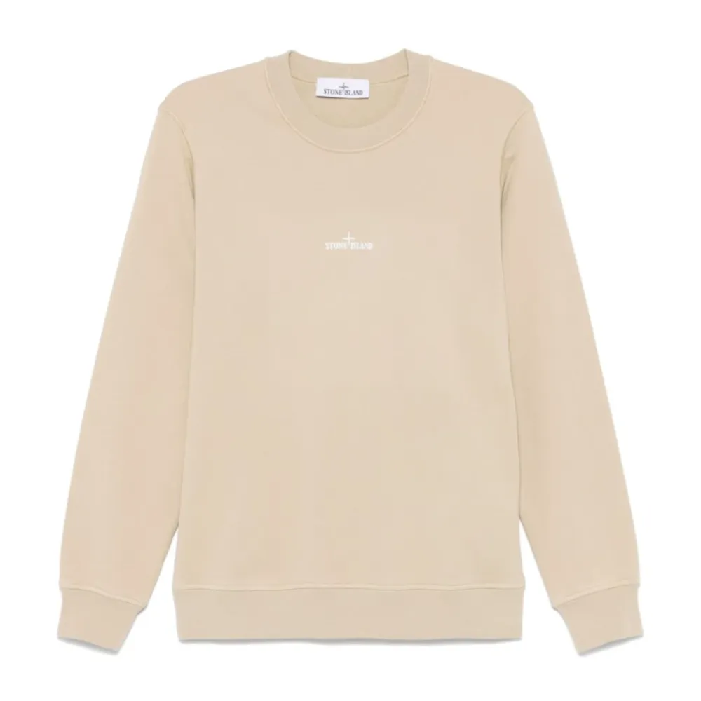 Trøjer|Sweatshirts<Stone Island Ribbed Crew Neck Sweater Beige