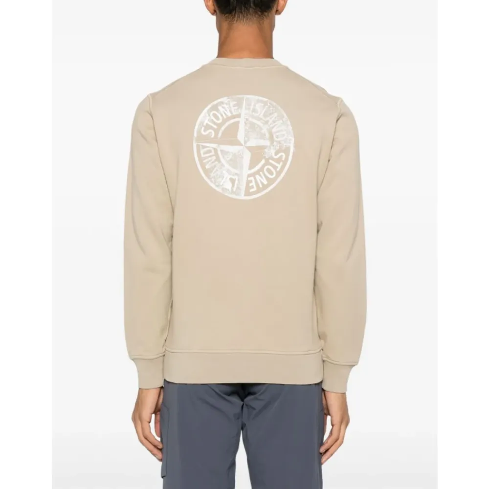 Trøjer|Sweatshirts<Stone Island Ribbed Crew Neck Sweater Beige