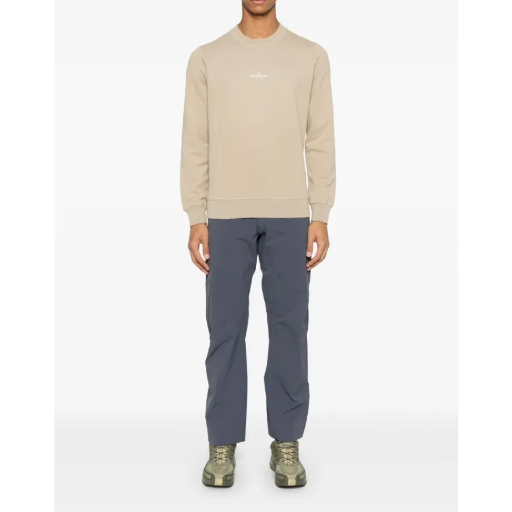 Trøjer|Sweatshirts<Stone Island Ribbed Crew Neck Sweater Beige