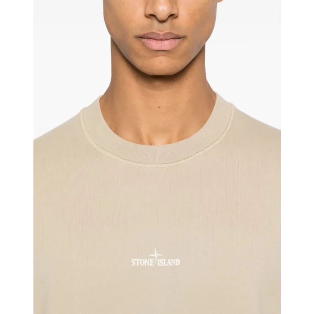 Trøjer|Sweatshirts<Stone Island Ribbed Crew Neck Sweater Beige