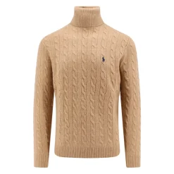 Strik<Polo Ralph Lauren Ribbed Langærmet Sweater Beige