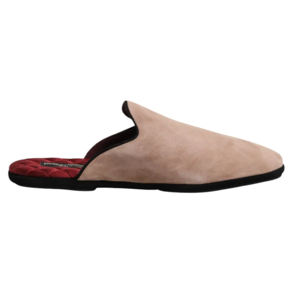 Hjemmesko^Dolce & Gabbana Ruskind Læder Slides Flade Sko Beige