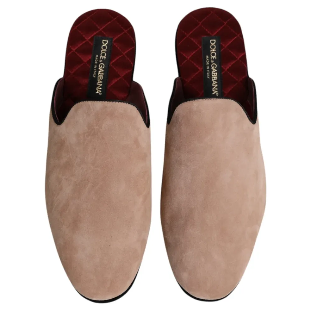 Hjemmesko^Dolce & Gabbana Ruskind Læder Slides Flade Sko Beige