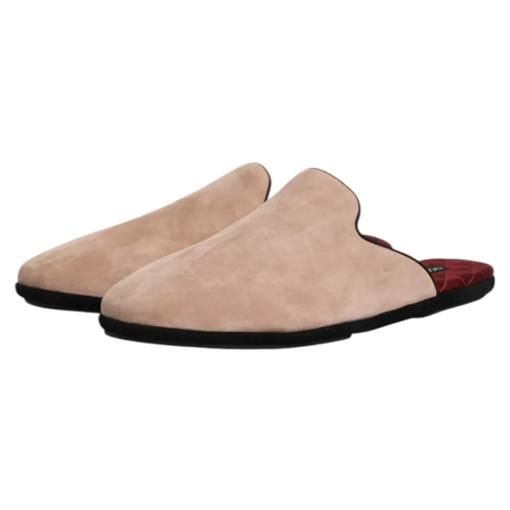 Hjemmesko^Dolce & Gabbana Ruskind Læder Slides Flade Sko Beige