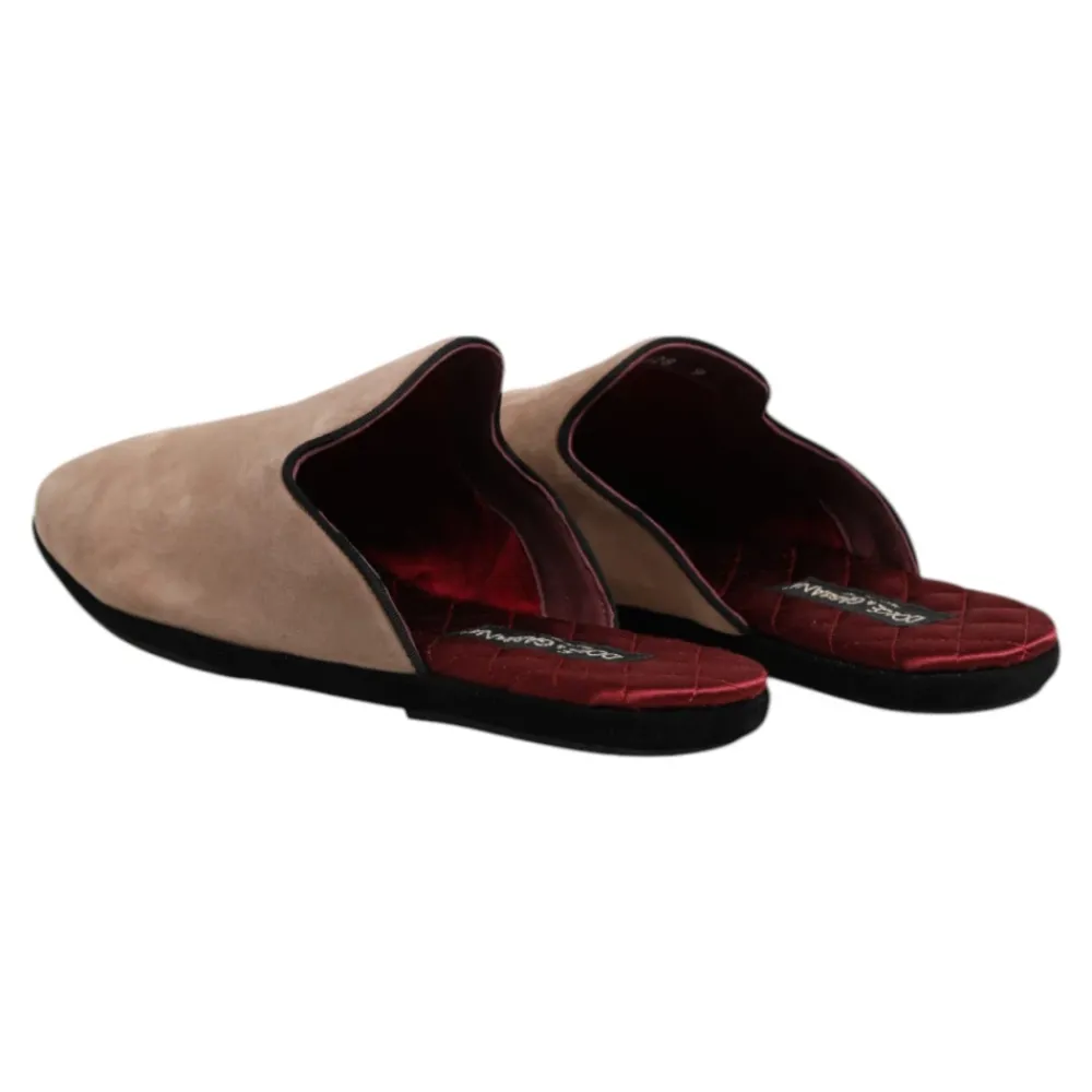Hjemmesko^Dolce & Gabbana Ruskind Læder Slides Flade Sko Beige