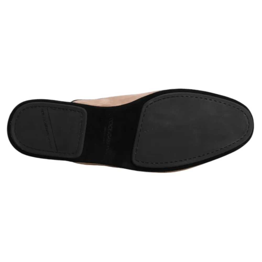 Hjemmesko^Dolce & Gabbana Ruskind Læder Slides Flade Sko Beige