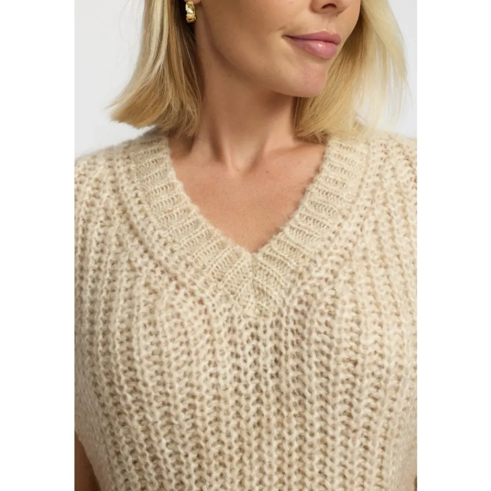 Striktrøjer & Sweatere^2-Biz Strikvest med V-hals Beige