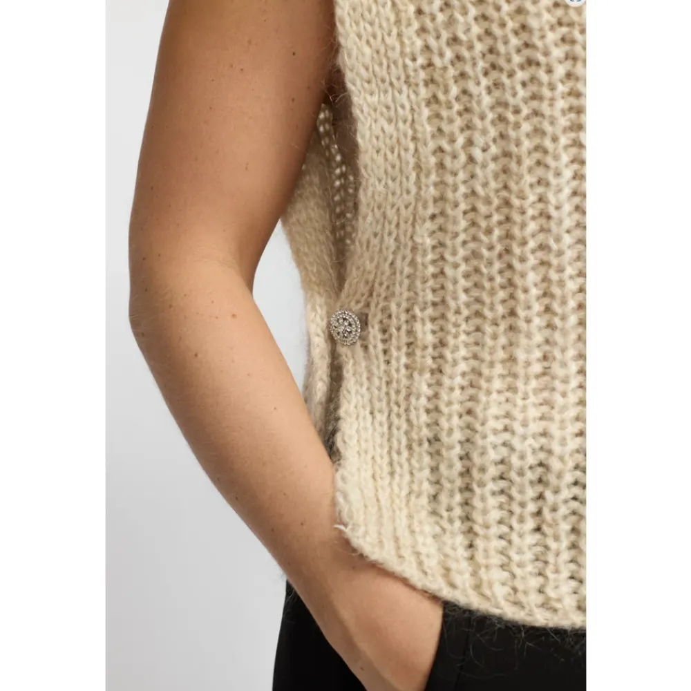 Striktrøjer & Sweatere^2-Biz Strikvest med V-hals Beige