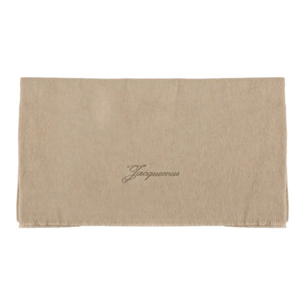 Halstørklæder Og Tørklæder<Jacquemus Uld Kashmir Tørklæde med Frynser Beige