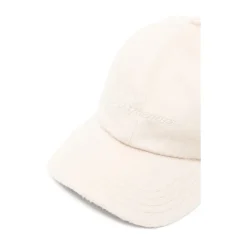Huer & Kasketter<Jacquemus Uldfilt Broderet Logo Hat Beige