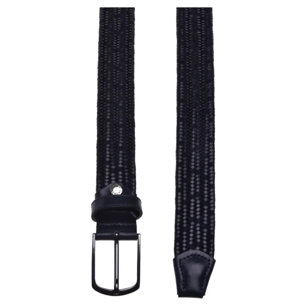 Bælter^Baldinini Belt in blue woven leather Blå