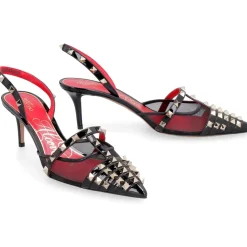 Pumps|Stiletter^Valentino Garavani Besatte læder slingbacks med mesh-overdel Sort