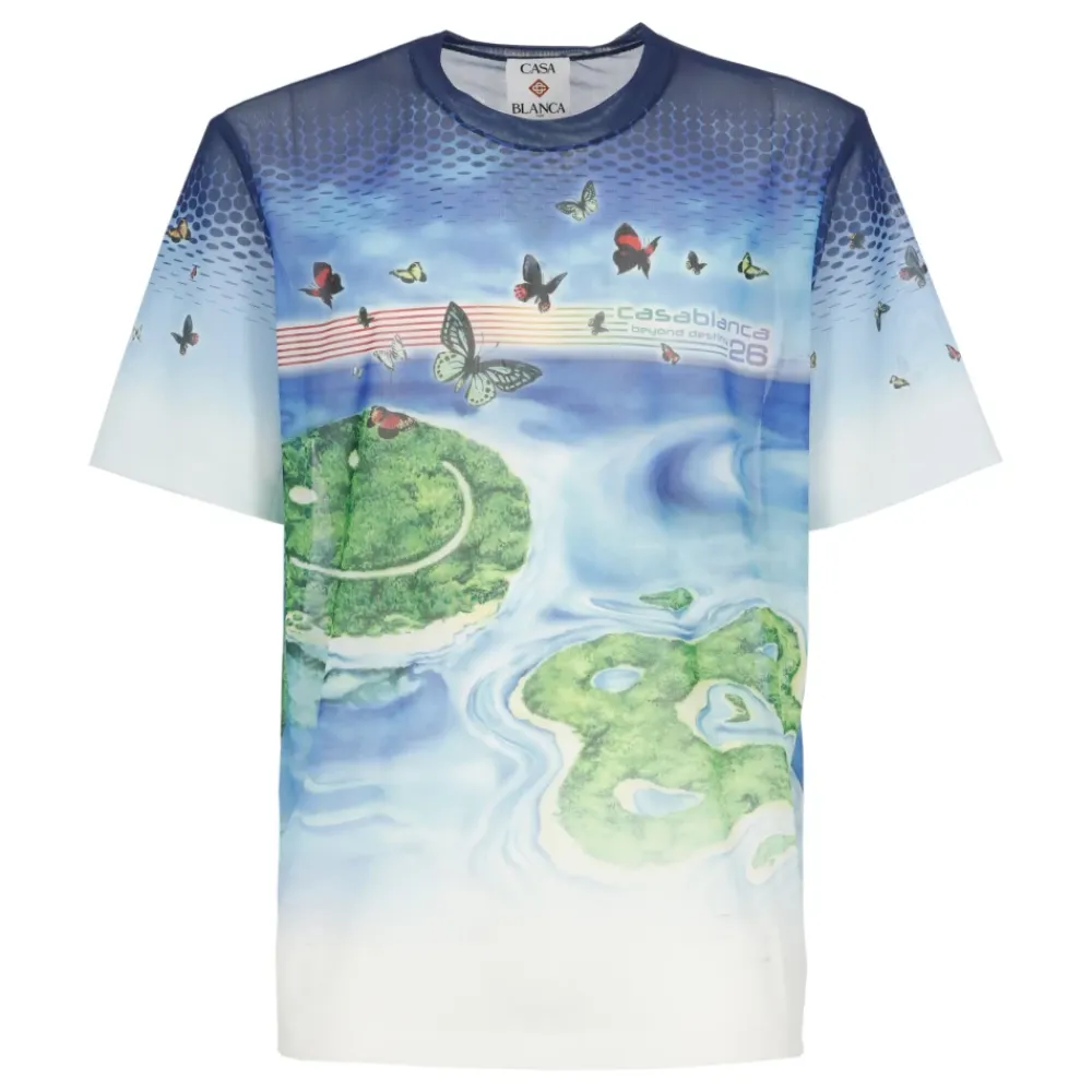T-Shirts<Casablanca Beyond Destiny Mesh T-Shirt Blå