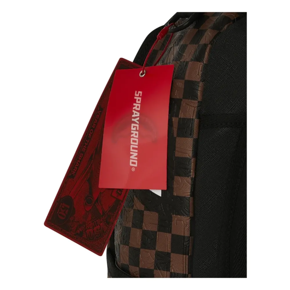 Rygsække<SPRAYGROUND Big Backpack Shark Check Embossed B8232 Brun