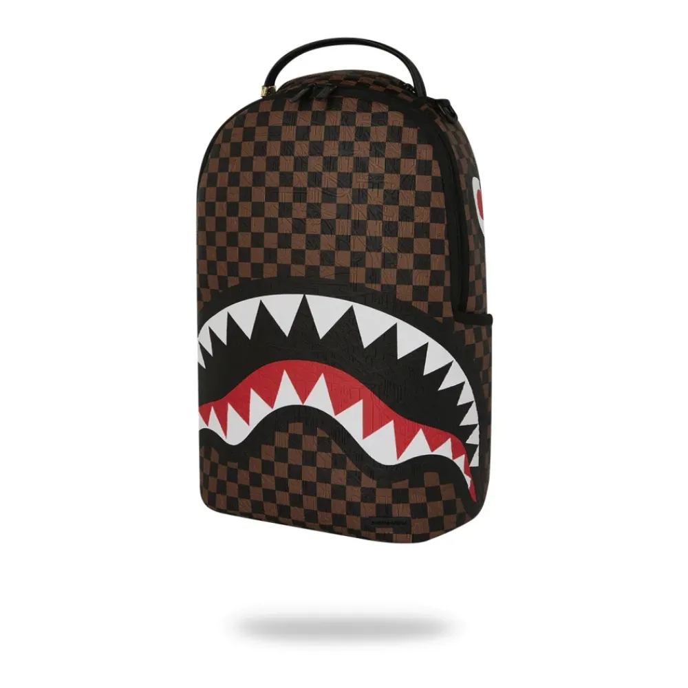 Rygsække<SPRAYGROUND Big Backpack Shark Check Embossed B8232 Brun
