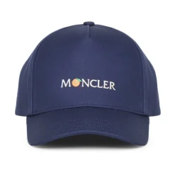 Huer, Kasketter & Hatte^Moncler Bomuld Gabardine Logo Broderet Hat Blå