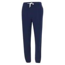 Bukser<Polo Ralph Lauren Bomuld Jogger med Rød Logo Blå