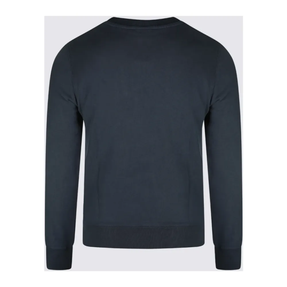 Sweatshirts<Maison Kitsuné Bomulds Sweatshirt med Broderet Logo Blå