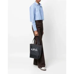 Indkøbstasker^A.P.C. denim tote taske med læderbund Blå