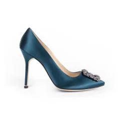 Pumps|Stiletter^Manolo Blahnik Krystal Spænde Stilet Hæl Sko Blå