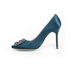 Pumps|Stiletter^Manolo Blahnik Krystal Spænde Stilet Hæl Sko Blå