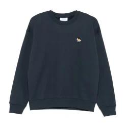 Sweatshirts^Maison Kitsuné Ræv Detalje Crew Neck Sweater Blå