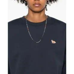 Sweatshirts^Maison Kitsuné Ræv Detalje Crew Neck Sweater Blå