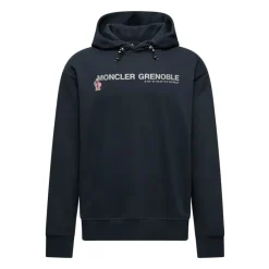 Trøjer<Moncler Sweater med Logo Patch Blå