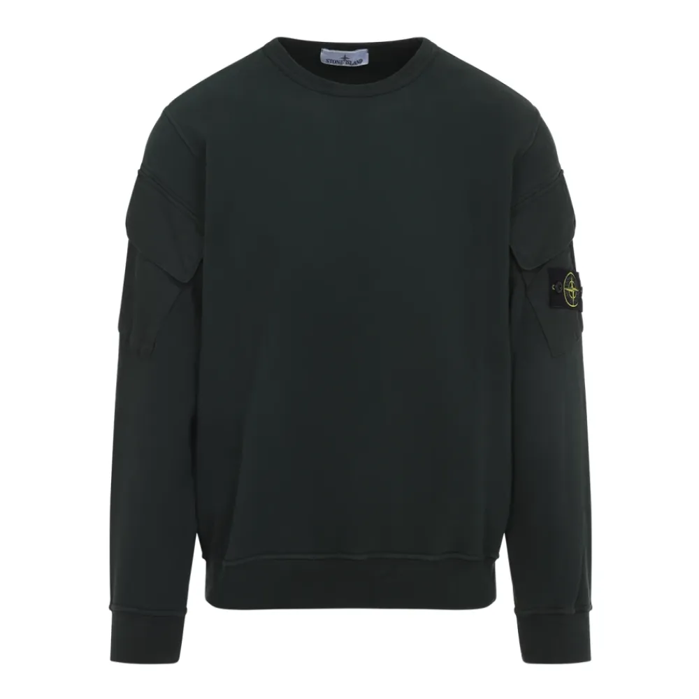 Sweatshirts<Stone Island Blå Sweatshirt AW25 Afslappet Stil Grøn