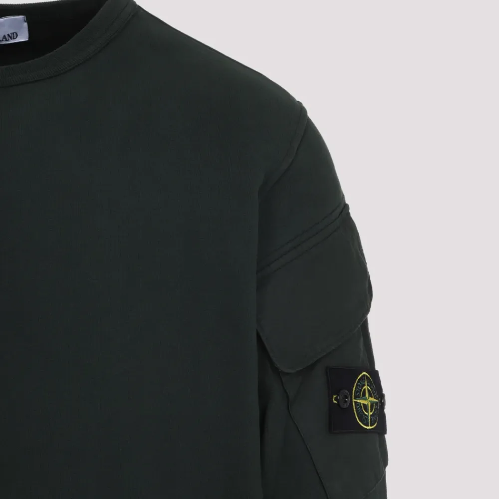 Sweatshirts<Stone Island Blå Sweatshirt AW25 Afslappet Stil Grøn