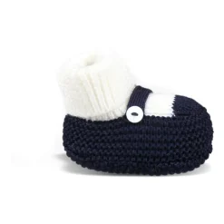 Hjemmesko<Little Bear uld hjemmesko med perlemors knap Blå