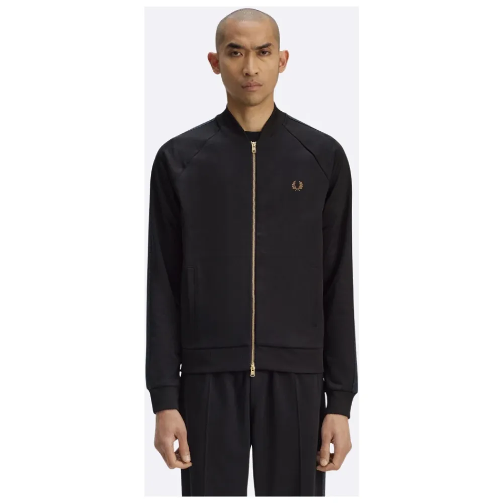 Træningsjakker^Fred Perry Black Watch Tartan Taped Track Sort