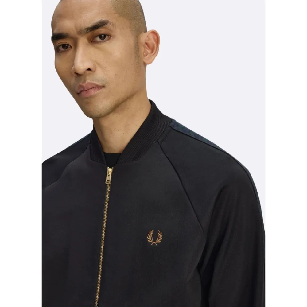 Træningsjakker^Fred Perry Black Watch Tartan Taped Track Sort