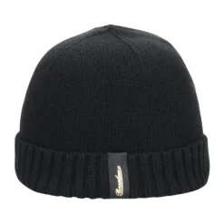 Huer & Kasketter^Borsalino Blød Eco Cashmere Ribbet Manchet Beanie Sort