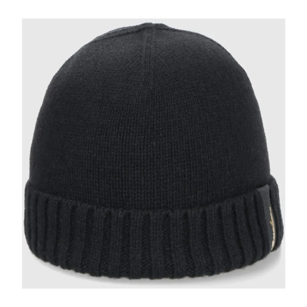 Huer & Kasketter^Borsalino Blød Eco Cashmere Ribbet Manchet Beanie Sort