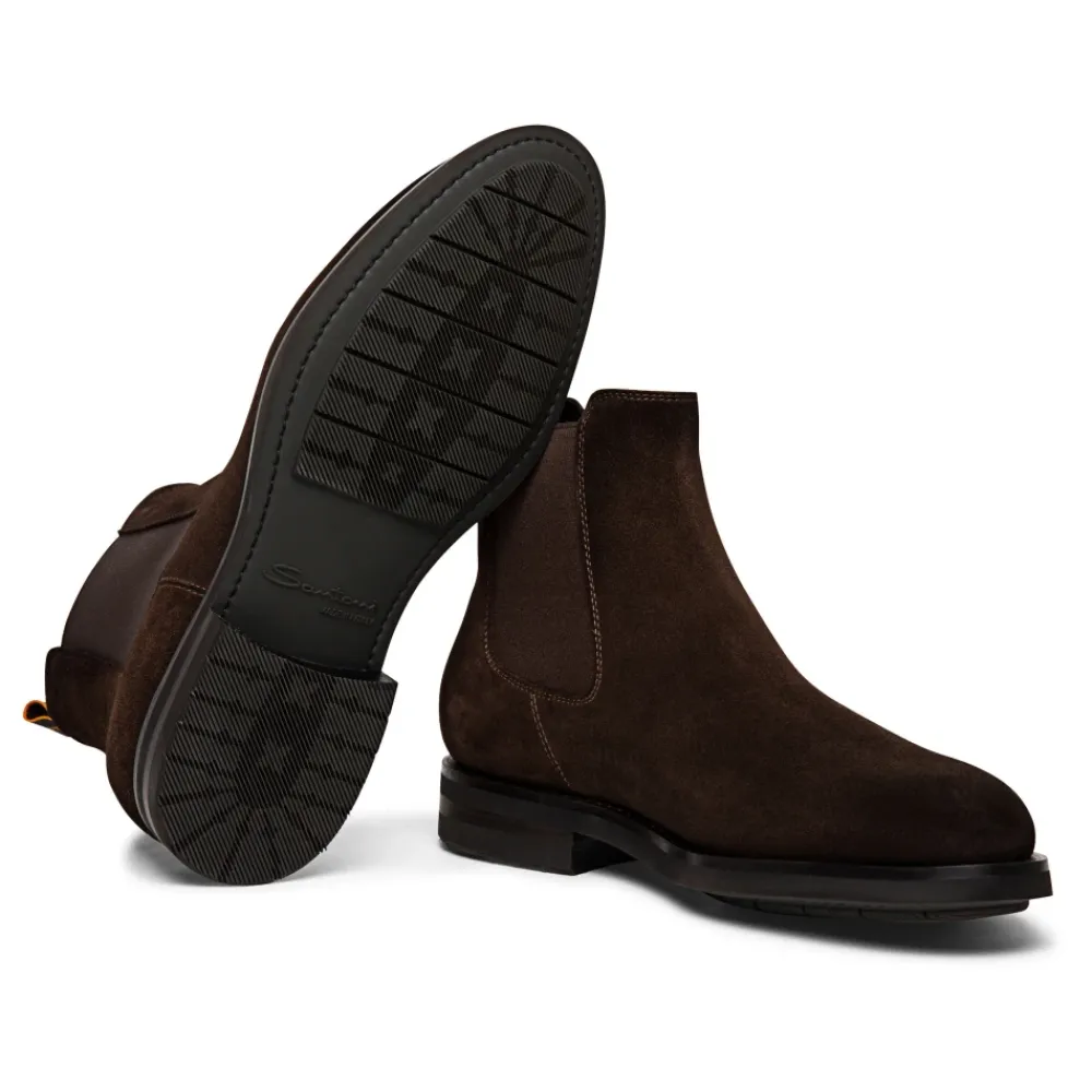 Chelsea Boots|Støvler^Santoni Blød ruskind Chelsea støvle Brun