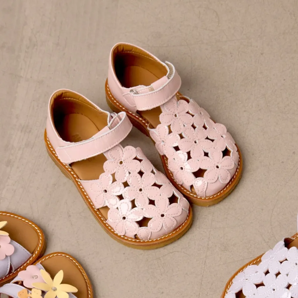 Sandaler^Angulus Blomstersandal med velcro Pink