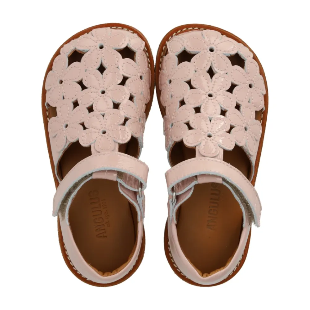 Sandaler^Angulus Blomstersandal med velcro Pink