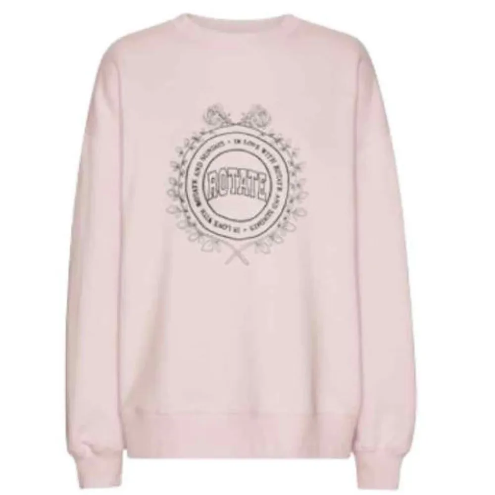 Sweatshirts<ROTATE Birger Christensen Blomstret Print Sweatshirt Oversize Fit Pink