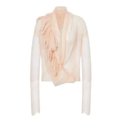 Bluser & Skjorter^Alberta Ferretti Bluse med blonde og flæsehals Pink