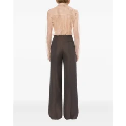 Bluser & Skjorter^Alberta Ferretti Bluse med blonde og flæsehals Pink