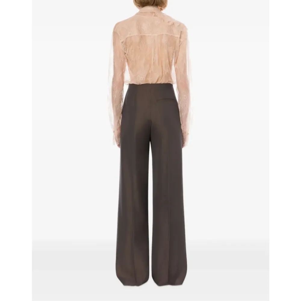 Bluser & Skjorter^Alberta Ferretti Bluse med blonde og flæsehals Pink