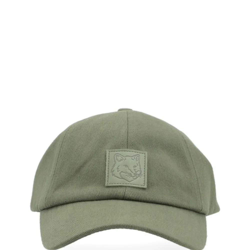 Huer, Kasketter & Hatte^Maison Kitsuné Bold Fox Head Leather Patch 6P Cap Grøn